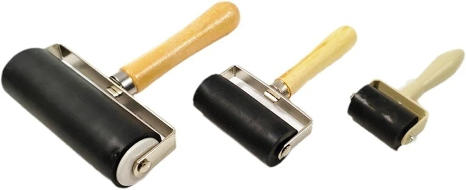 3pcs/Set 3.5/6/10cm Professional Rubber Roller Printing Tool Painting Roller Ink Stamping Tools Art Craft Supplies