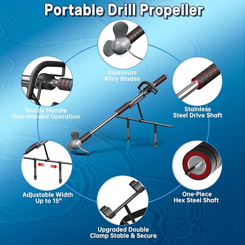 Image of Drill Propeller with Mount Kit, Handle & Installation Guide - Fits for Kayak, Canoe, Raft, Boat, Outdoors, Pontoons, Fishing Tubes, Watercraft, Dinghy, Sailboat