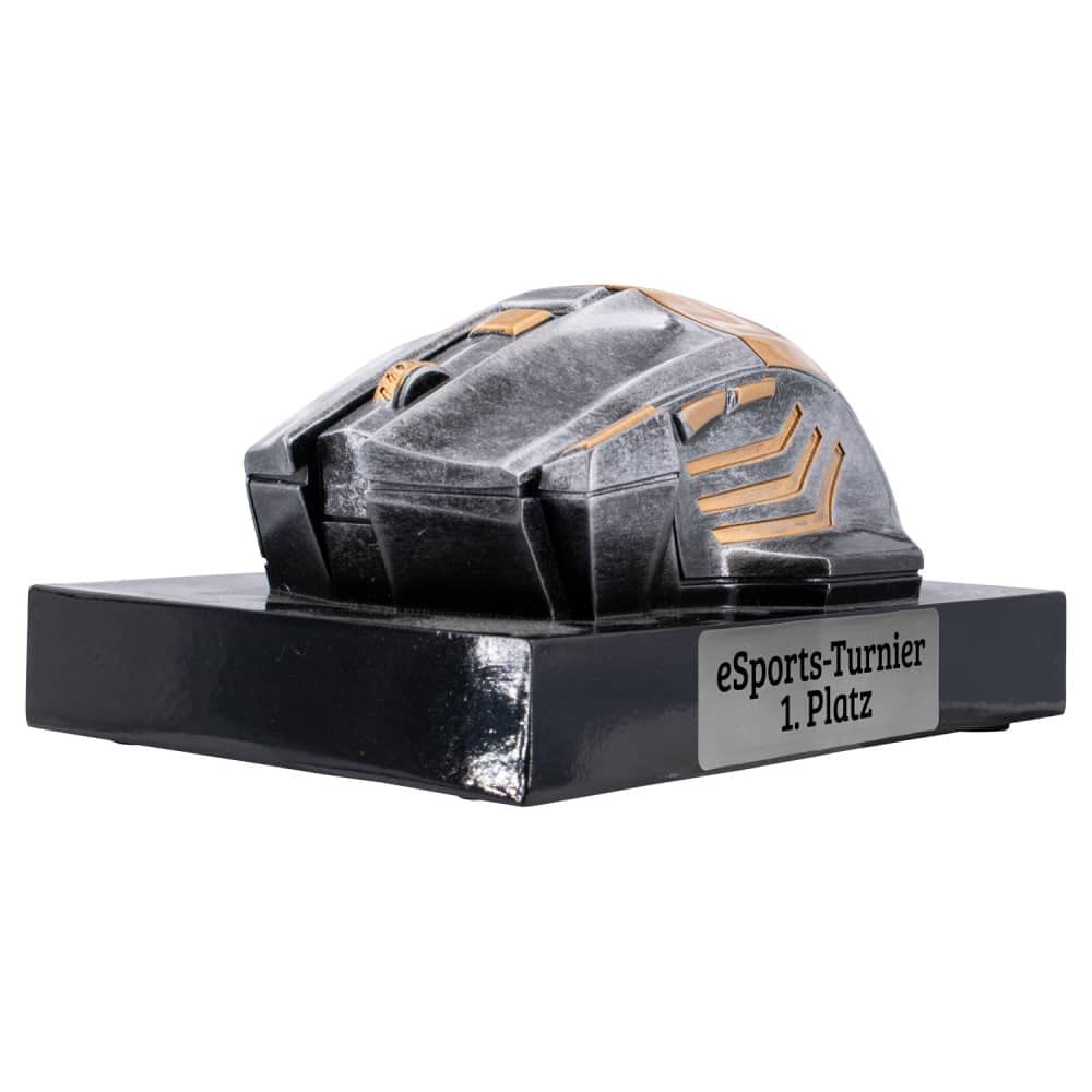 Deitert Esports Pokal mit Gravur, Maus Gaming Controller mit Wunschtext, Gamer Deko, Trophäe mit Gaming-Emblem nach freier Wahl - individuelle und personalisierte Geschenkidee