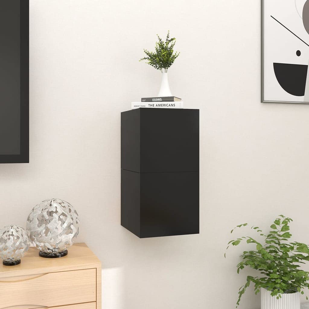 vidaXL Armadietti a Parete per TV 2 pz Neri 30,5x30x30 cm