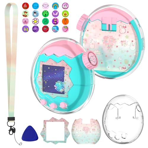 Coque pour Tamagotchi Paradise transparente avec façade design premium et autocollants de cadran