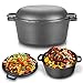 Olla de Hierro Fundido, 2 En 1 Cacerola de 4,5 l Horno Holandés Doble Estufa Combinada con Tapa/Sartén de Doble Función de Marca para Cocina Camping Jardín Barbacoa Hornear 26 X 26 X 12 cm