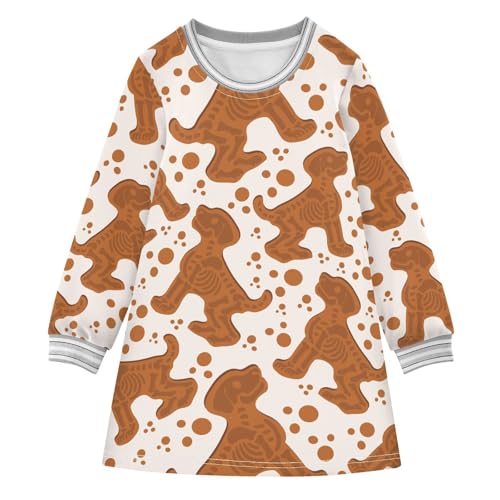 Cookie Skeleton Girls Dresses Long Sleeve Sweatshirt Dress for Girls Winter Toddler Casual A Line Dresses Size 2-8T