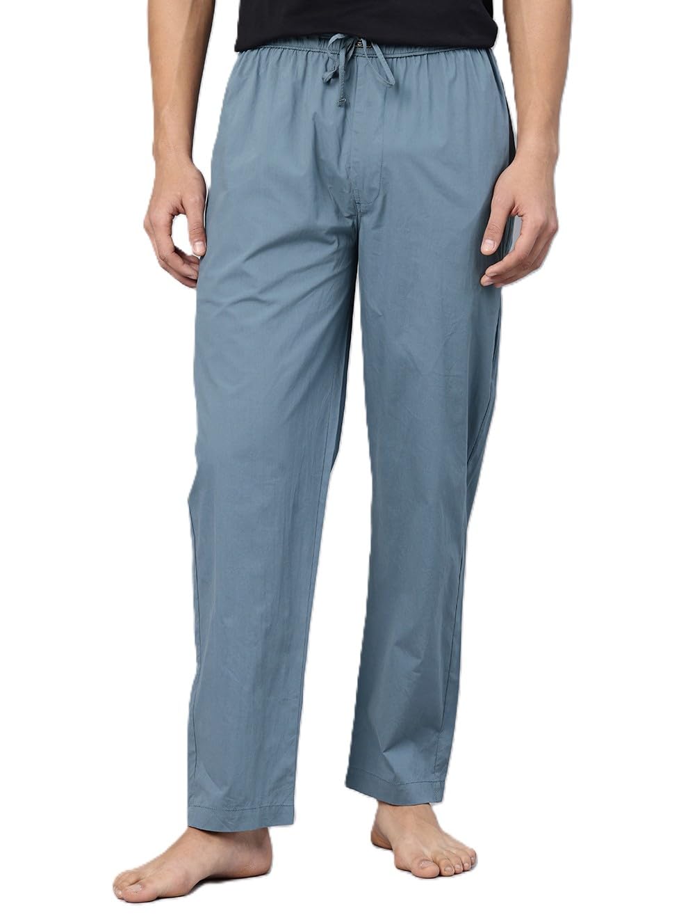 Men’s Pure Cotton Solid Lounge Pyjama Pants| Comfort Fit | Elastic Waist with Drawstring | 3 Pockets | Front Zip Closure