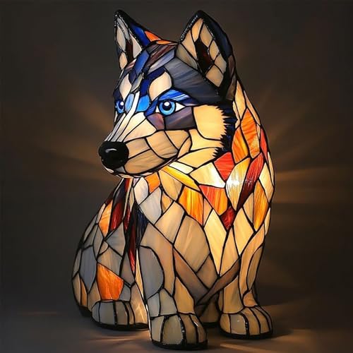 Katzenlampe, Französische Bulldoggenlampe, LED Katzenlampe Mosaik/Yorkshire Terrier/Chihuahua Lampe USB,Tischnachtlicht Aus Kunstharz Mit Tiermotiv, Süßes Haustiergeschenk Für Hundeliebhaber (A)