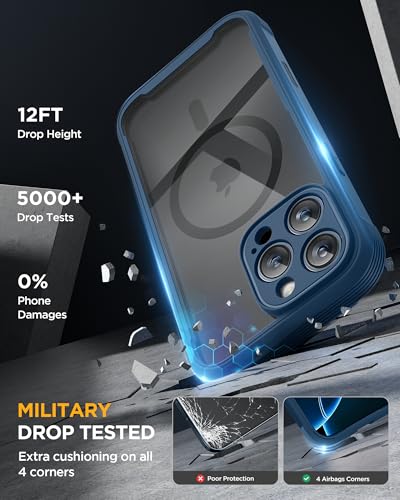 Image of Miracase for iPhone 16 Pro Max Case 6.9'', [Bubble Free] Full-Body Bumper Phone case with Built-in Full Glass Screen &Lens Protector,Compatible with MagSafe,Drop Proof 16 Pro Max Cover,Blue