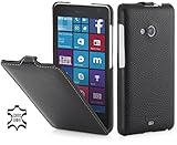 STILGUT® UltraSlim Hülle, Hülle aus Leder für Microsoft Lumia 535/535 Dual SIM, schwarz