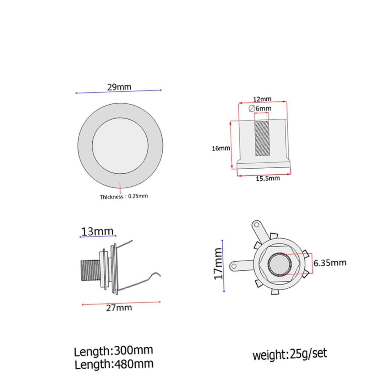 ULDIGI 27mm B500k Guitar Pickup Piezo Transducer Potentiometer Amplifier for Acoustic Instruments