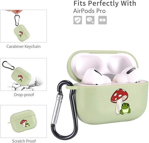 Miniatura 3 de MAYCARI Bonita funda de hongos de rana para AirPods Pro con llavero, diseño de animales lindo funda protectora de TPU suave compatible con AirPods