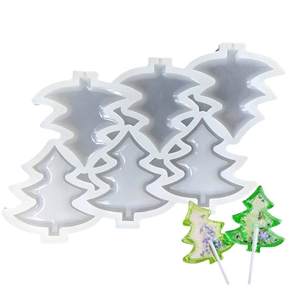 Fituenly Style2 Christmas Silicone Lollipop Molds Candy Molds Chocolate Lollypop Sucker Mold Christmas Tree Silicone Fondant Molds For Christmas Parties