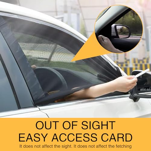 Jewkot 4 PCS Car Side Window Shades, Sunshade Screen Window Mesh, Elastic Light-Blocking Curtains, Breathable Sunscreen Net, Universal for Most Cars, SUVs (Black #368)