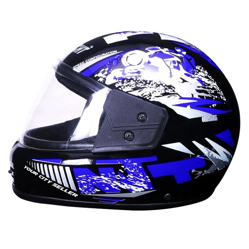 STISS Strong and Durable with Jali Stylish Matt Finish Full face Bike Helmet Blue| Scratch Resistance and Silicone Glass Protection -Blue-picture-10
