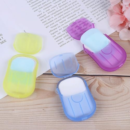 Image of Compact & Portable Paper Soap Sheets - 20 Sheets in a Travel-Friendly Box, Assorted Colors for Hygiene Anywhere
