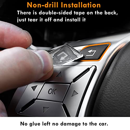 Image of Moonlinks Steering Wheel Button Sticker Compatible with Mercede A B C Class | For E M G SL GL GLA CLA GLK SLK GLS Class Steering Wheel Button Trim Cover Sticker Inner Accessories(12PCS,Chrome-Square)