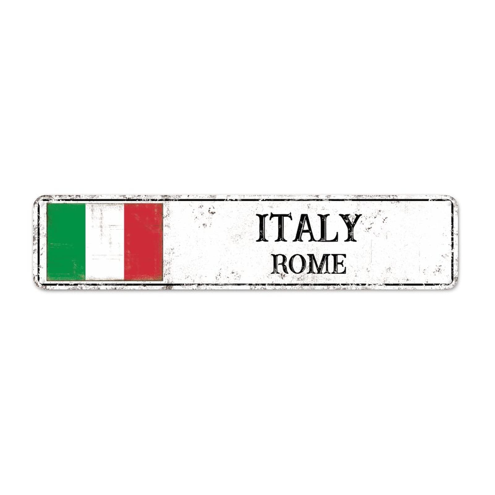 Podbyyou Men's Italy Country Souvenir Vintage Metal Sign City Souvenir Rome Capital City Cave Decor Vintage Metal Signs National Flag French Vintage Sign For Living Room Kitchen Outdoor 18X4in