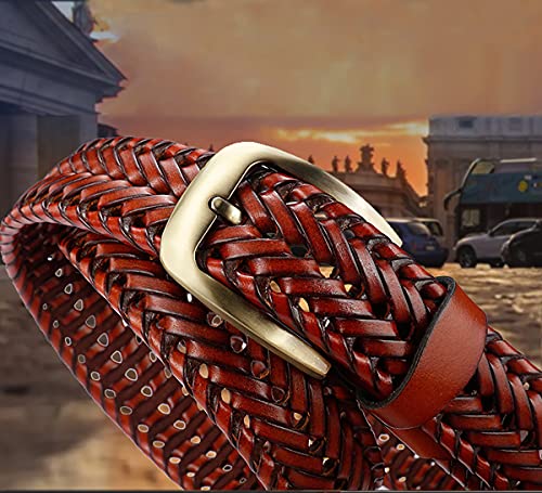 Men's Braided Genuine Leather Belt, Single Prong Buckle, Casual/Dress4