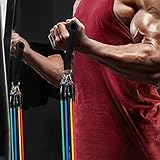 SueH Design, Expander-Set, 5 Stück mit Griffen, mit Türanker, Knöchelriemen und Tragetasche für Fitnessübungen zu Hause und unterwegs