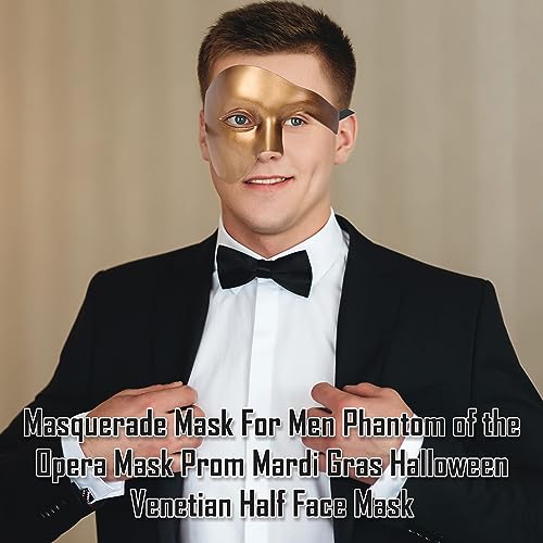 image for Luxury Mask Gold Mens Phantom of the Opera Masquerade Mask for Masquer