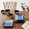 Elama 16 Piece Double Bowl Stoneware Dinnerware Set with Service for 4
