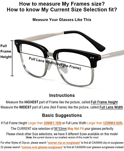 Jessiedanton Polarized Clip-On Flip Up Metal Clip Rimless Sunglasses, Lightweight, S Size, Black Lens #TOP3