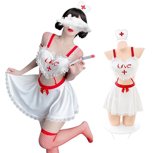 Maiitmor ナース コスプレ セクシー エッチ エロ ナース服 制服 ボンデージ 看護婦 nurse 情趣 調教 ミニ丈スカート エッチ な 萌え ランジェリー コスチューム ハロウィン 仮装 衣装 撮影会 ホワイト レディース