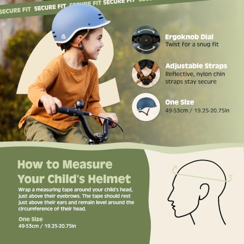 Retrospec Remi Kids' Bike Helmet for Youth Boys & Girls- Bicycle Helmet with Built-in Visor and Adjustable Reflective Straps for Skateboarding, Scooters, Rollerblading - Matte Navy - 49-53cm - image 5