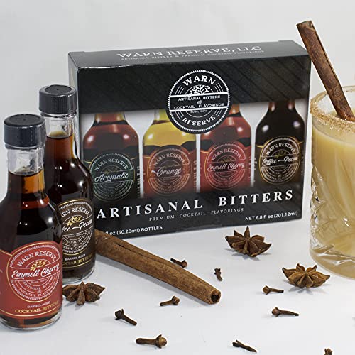 Warn Reserve Cocktail Bitters Set, 4 Ct, 1.7 Oz. - Fall Variety (Aromatic, Orange, Emmett Cherry, Coffee Pecan) #TOP3