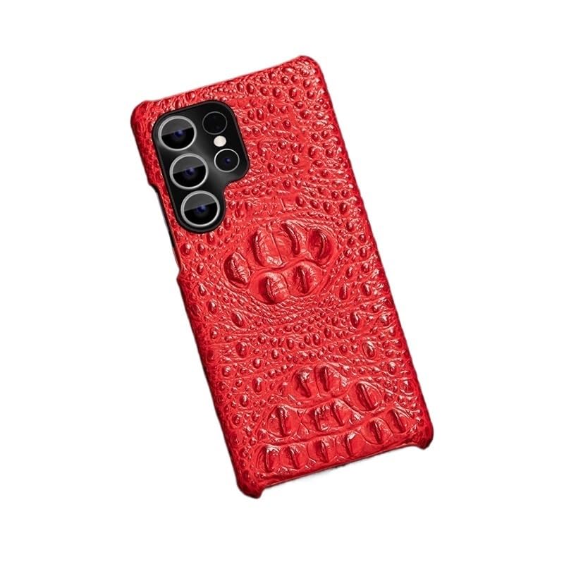 Coque Samsung S25 Ultra en cuir véritable rouge idéale pour protéger votre mobile 6,9" en voyage