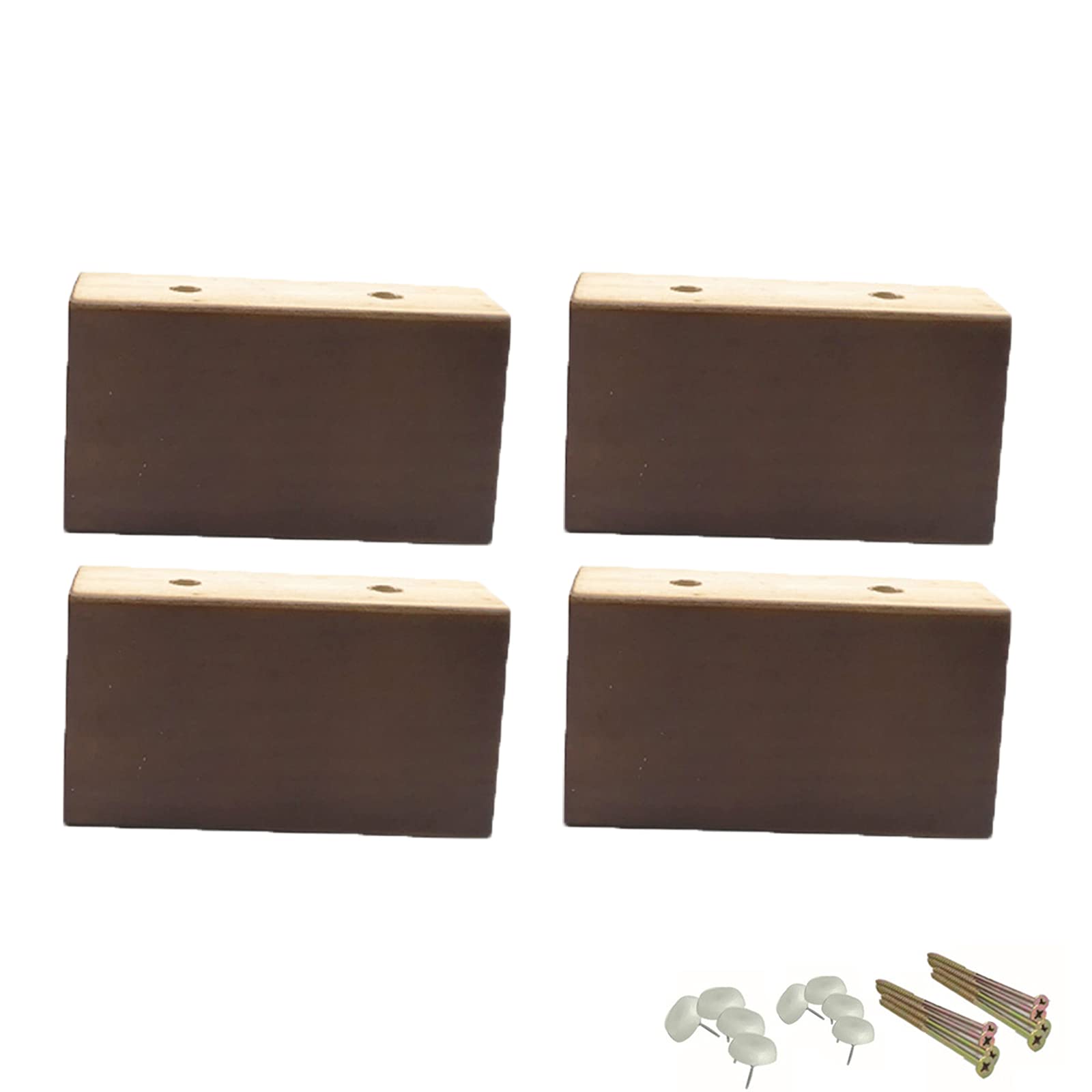 Natural Wooden Furniture Legs,4 Pieces Vintage Sofa Replacement Legs Bed Legs Coffee Table Legs,with Screws and Non-Slip Mat Protector Feet,Brown,3 Sizes (8cm/3.15inch,Rectangle)