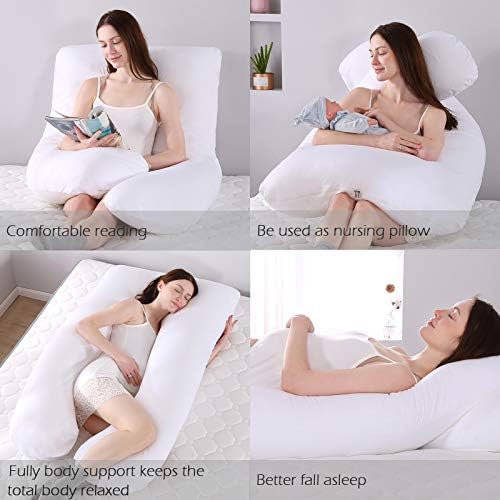 GRANDMA SHARK Pregnancy Pillow for Sleeping, 100% Cotton U-shaped Maternity Pillow & Body Pillow, L Shaped Pillow, V Shaped Pillows for Bed 10ft