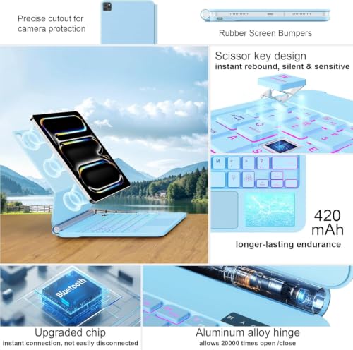 Image of GGQFGTOJ for iPad Pro 13 Inch Case with Keyboard (M5 /M4, 2025 /2024),Magic-Style Magnetic - 7 Colors Backlight -Floating Cantilever Stand - Multi-Touch Trackpad Keyboard Case for iPad Pro 13