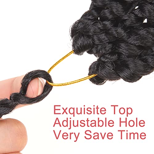 Leeven 8 Packs 10 Inch Passion Twist Hair for Women Natural Black Bomb Pre Twisted Water Wave Crochet Braids Hair Pre Looped Curly Bohemian Synthetic Braiding Hair Extensions 12 Strands/Pack #1B - Image 5