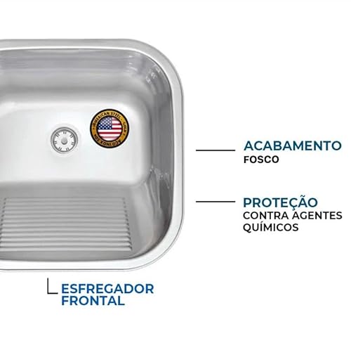 Tanque Inox 50X40 fosco- Sobrepor E Embutir +Válvula