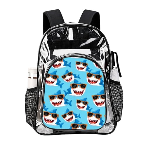 Lightweight Comfy Clear Bags with Adjustable Straps Shark for Adults Outdoor Sports, Concerts, Beach Vacation, Outings Use 7