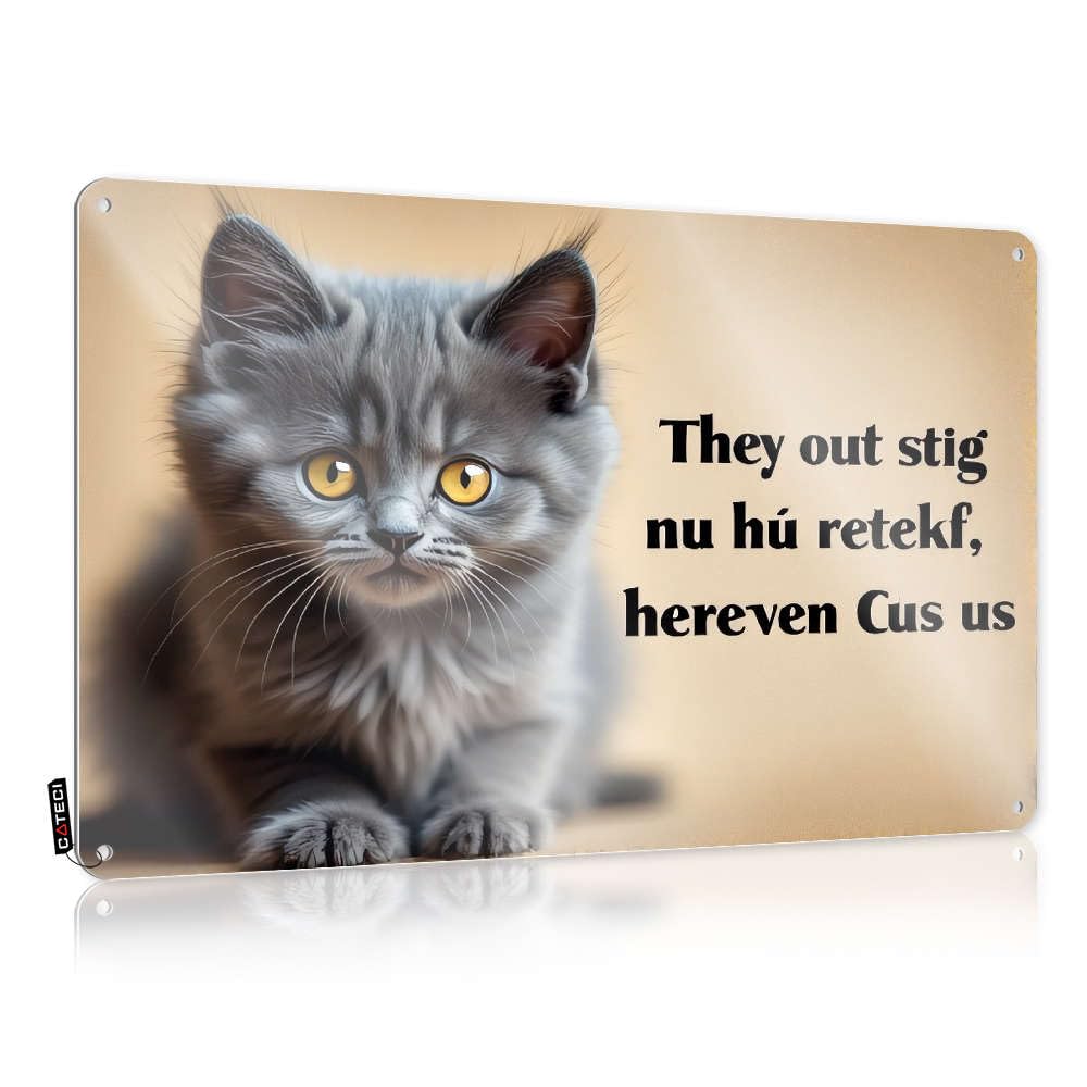Fzfn Colour Vintage Poster Teenage Room Decor Wall Art - A Curious Kitten Gazes With Wide Eyes. Ideas Awesome Retro Style Decoration For Rooms(20X30cm)
