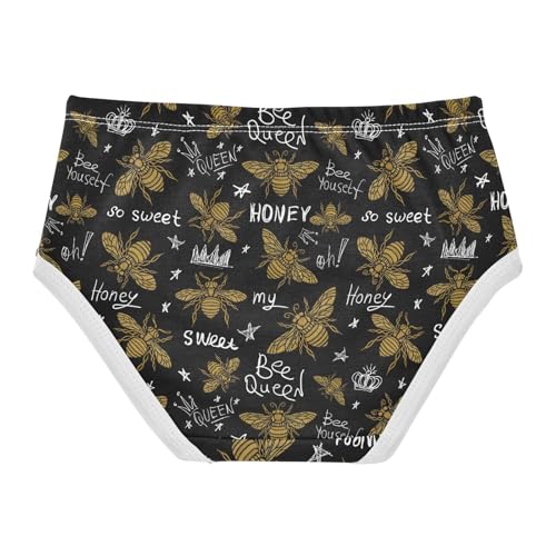 Little Girls' Soft Cotton Underwear Kids Breathable Comfort Hohey Bee with Queen Panties Briefs Toddler2
