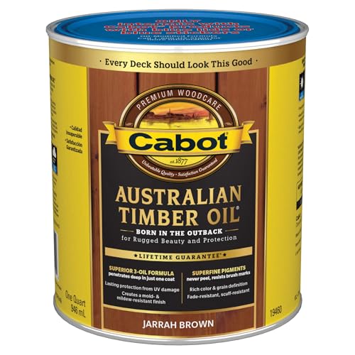 Image of Cabot 140.0019460.005 Australian Timber Oil Water Reducible Stain, 1 Quart, Jarrah Brown