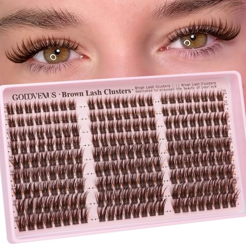 Goddvenus Eyelash Extensions Wispy Natural DIY C Curl Individual Lashes Clusters Black 10-16mm 300pcs