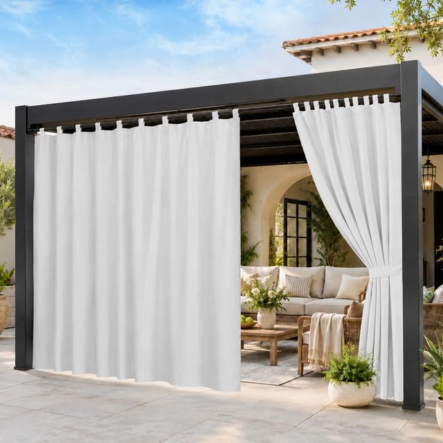100″x 96″ Extra Wide Outdoor Curtain Waterproof, Blackout Drapes for Gazebo — image 1