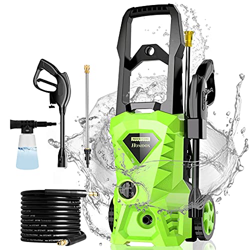 Homdox Pressure Washer, Power Washer with 1500 PSI,1.72GPM, HD5218 with 4 Nozzles Foam Cannon,B…