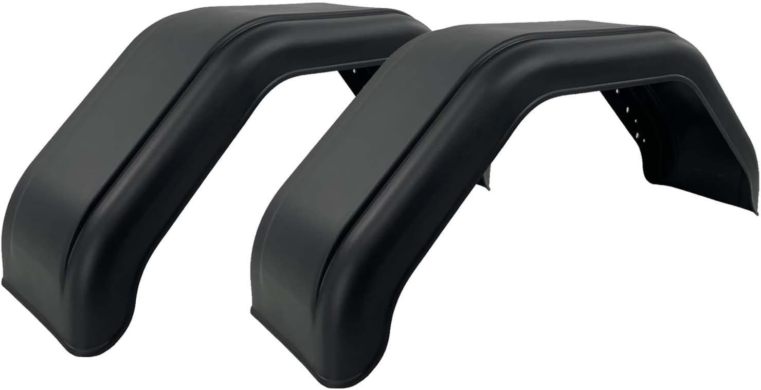 (2) Sturdy Built Black Plastic Single Axle Boat Trailer Fenders 8 1/2 in x 30 in x 13 in, 26970-2