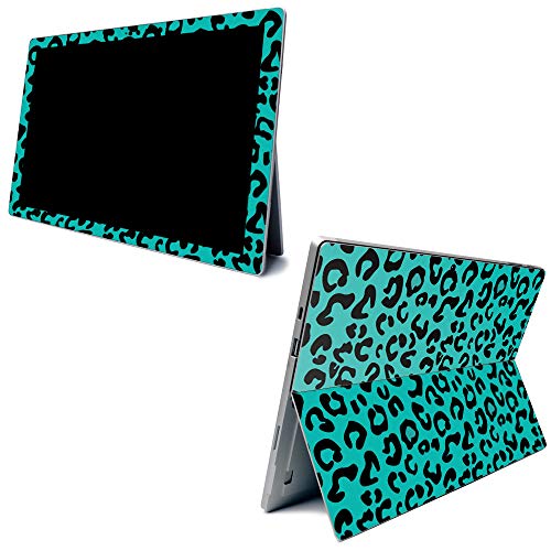 Image of MightySkins Carbon Fiber Skin for Microsoft Surface Pro 7 - Teal Leopard | Textured Carbon Fiber Finish | Easy to Apply, Remove, and Change Styles | Made in The USA (CF-MISURPR7-Teal Leopard)