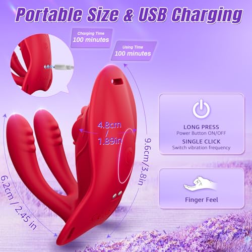 Image of BIG SHOCKED Rose Sex Toy Wearable Vibrator - APP Remote Control Couples Sex Toys for Women Adult Toys, Hands Free Clitoral G Spot Vibrator with 9 Powerful Vibrating Double-Ended Dildos BDSM Rose Toy