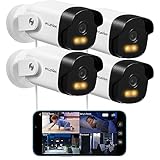 LaView 2K Security Camera Outdoor with Color Night Vision,3MP Wired Cameras for Home Security,IP65 Waterproof Camera, 24/7 Live Video,2 Way Audio,Cloud Storage/SD Slot,Compatible with Alexa(4pcs)