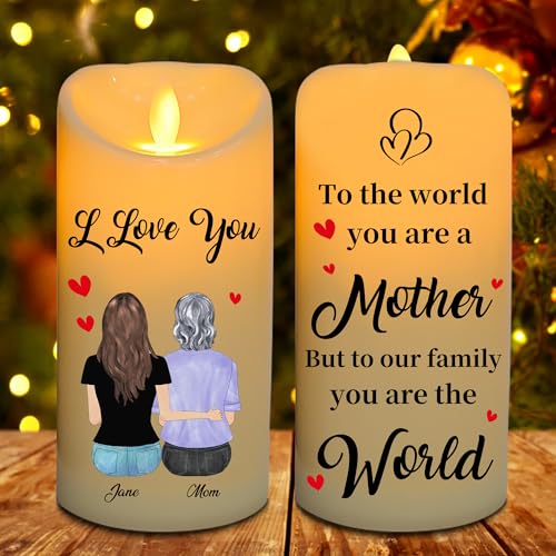 NOONATIVE I Love You Candle,Personalized Custom LED Flameless Candle with Name Portrait,Mother's Day Gift for Mom Grandma