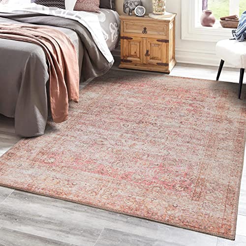 Adiva Rugs Machine Washable And Wipe Clean Area Rug, Living Room Rugs, Bedroom Rug, Water And Dirt Proof Runner Rug, Home Decor (Pink, 3' X 5') #TOP2