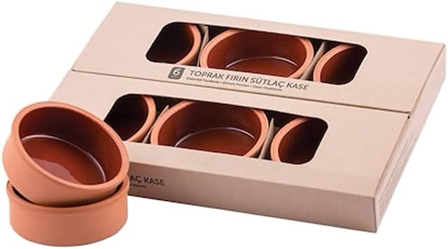 Aimee 6 x Güvec Sütlac Stew Tapas Bowls Clay Casserole Dishes Size Small