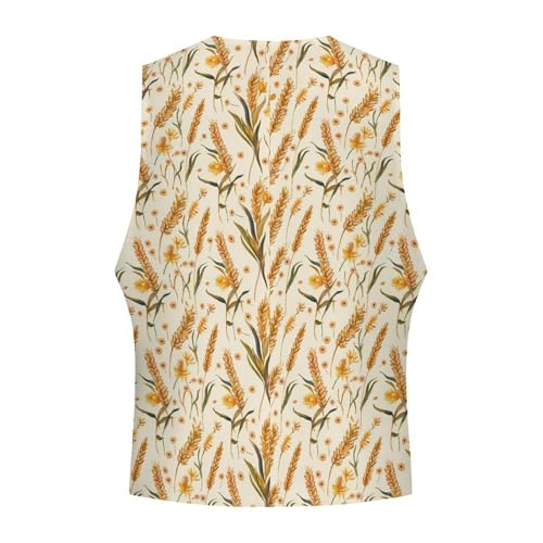 Wheat Pattern Men's Suit Vest Waistcoat Vests Formal Dress with 2 Pockets for Business Casual Tuxedo4