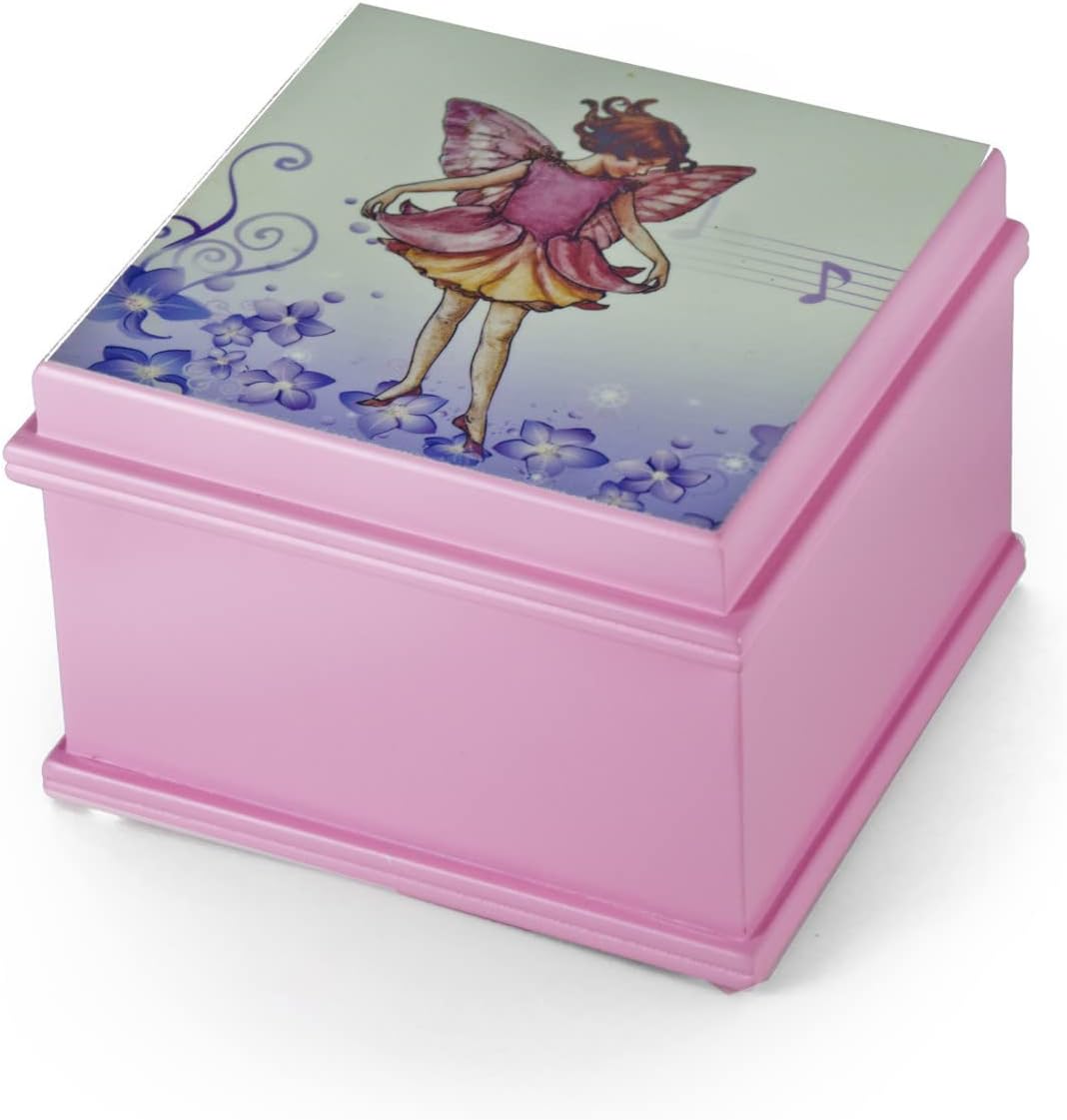 Matte Pink Enchanted Fairy 18 Note Ballerina Musical Jewelry Box - Many Songs to Choose - Rock Around The Clock
