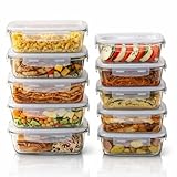 Kit 10 Potes de Vidro Herméticos Yab Borossilicato 640ml e 1050ml Tampa com Trava Vedação Resistente Térmico Transparente Para Marmita Freezer Forno